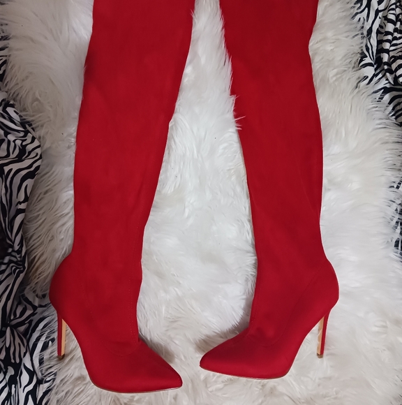 Liliana Gisele 7 Red thigh high boots - Picture 6 of 14